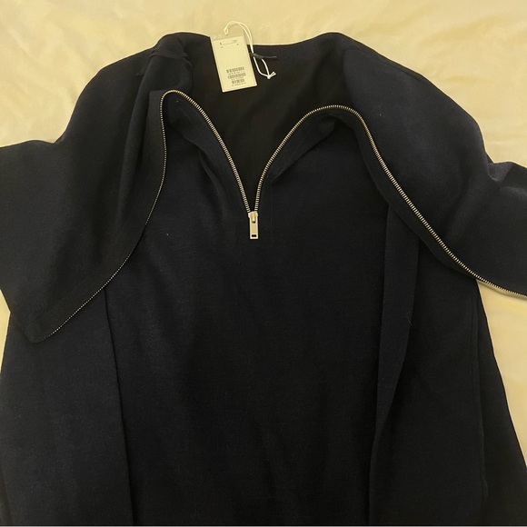 New COS Sweater Cape Dress Size Medium $135 Navy Lurex - Picture 3 of 8